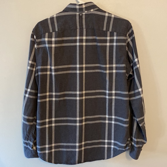 Banana Republic Luxe Flannel Camden Plaid shirt Grey Sz M - Picture 3 of 5